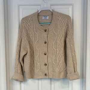 Old Navy Women's Tan Cozy Cable Knit Fisherman Button Up Cardigan Sweater XL
